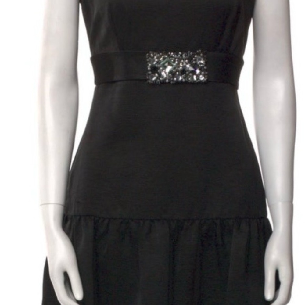 Valentino Elegant Black Midi Dress with Sparkling Detail